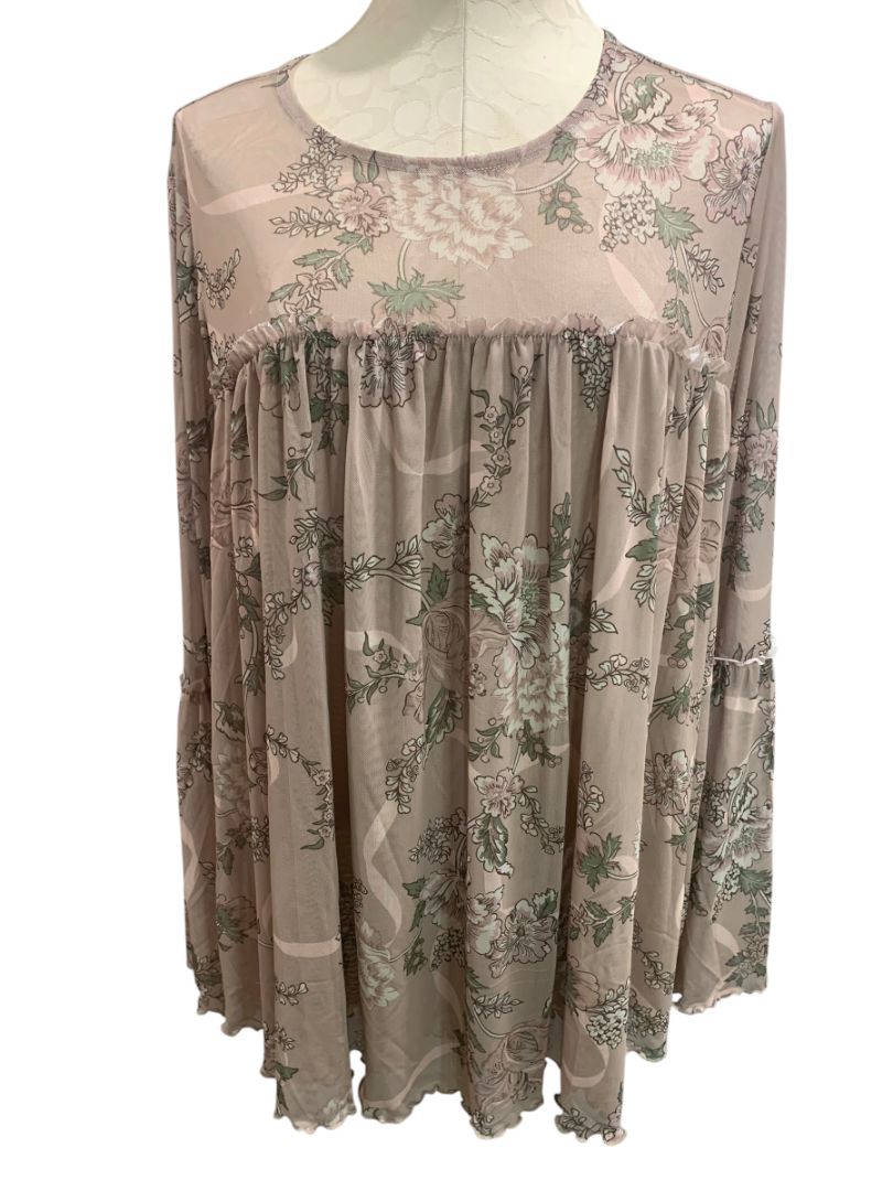 Size 3X Torrid Womens Stretch Mesh Floral Blouse Shirt Boho Peasant