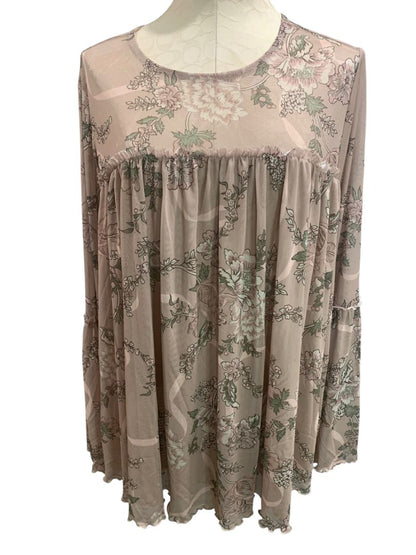 Size 3X Torrid Womens Stretch Mesh Floral Blouse Shirt Boho Peasant