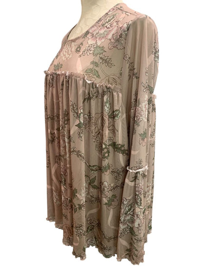 Size 3X Torrid Womens Stretch Mesh Floral Blouse Shirt Boho Peasant