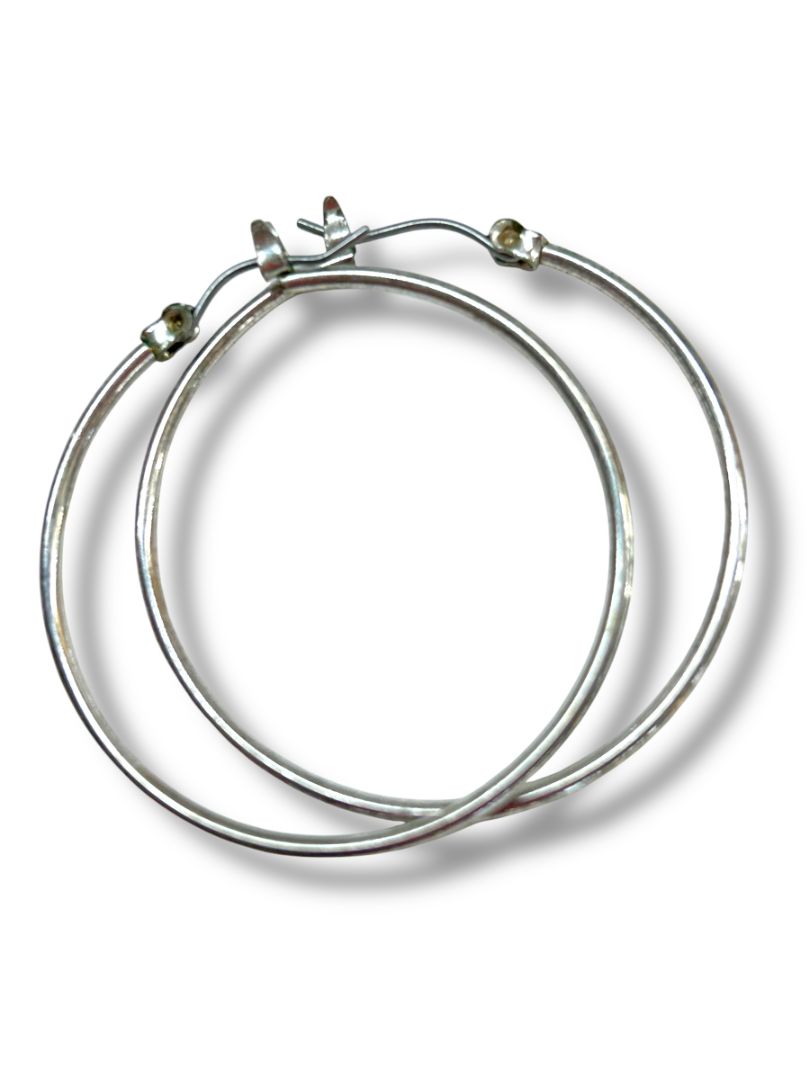 2 Pair Pierced Earrings Hoops Acrylic Tortoise Silvertone 1.5" Diameter