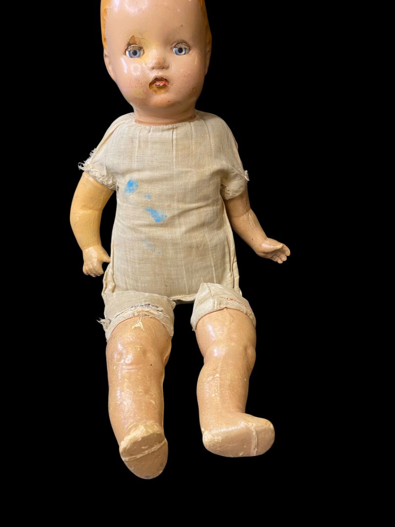 1930s Horsman Composition Baby Doll Sleep Wake Eyes 19" Cloth Body