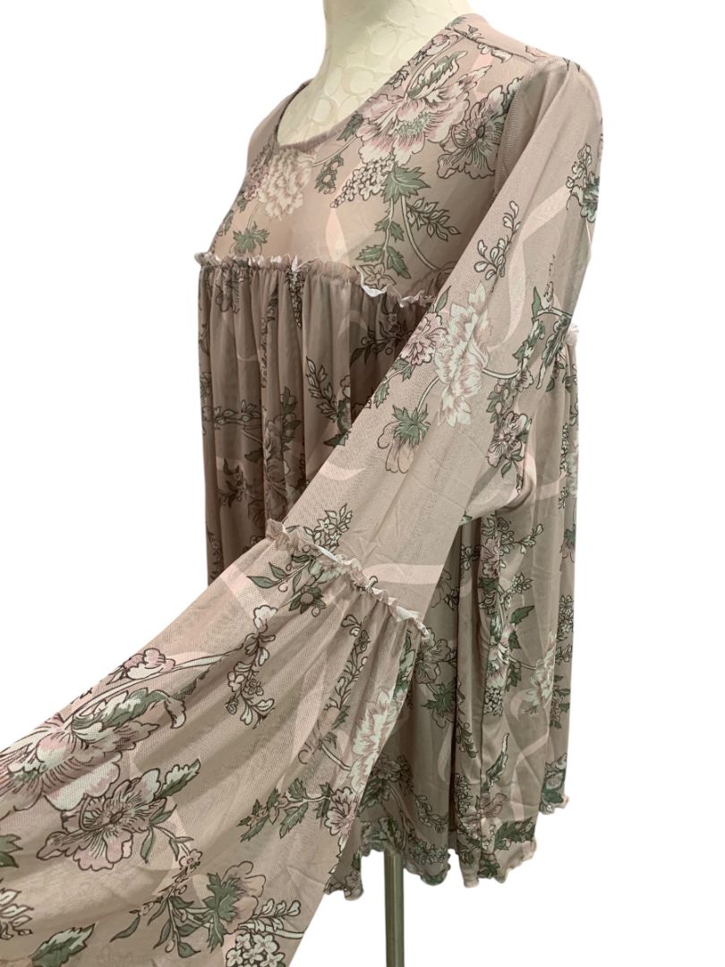 Size 3X Torrid Womens Stretch Mesh Floral Blouse Shirt Boho Peasant