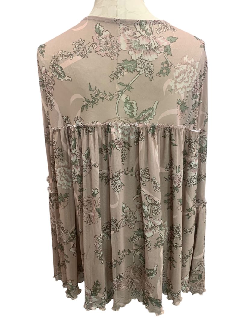 Size 3X Torrid Womens Stretch Mesh Floral Blouse Shirt Boho Peasant