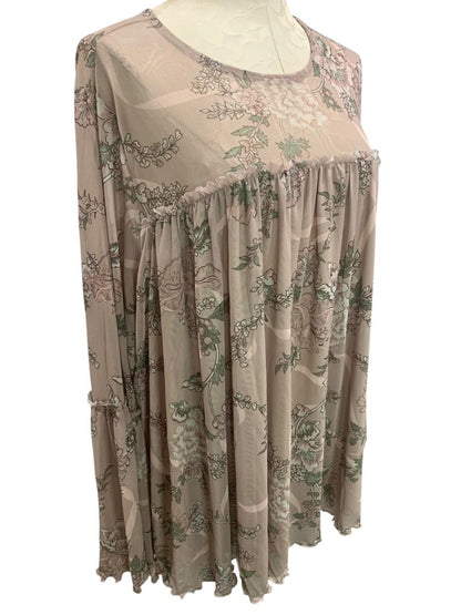Size 3X Torrid Womens Stretch Mesh Floral Blouse Shirt Boho Peasant