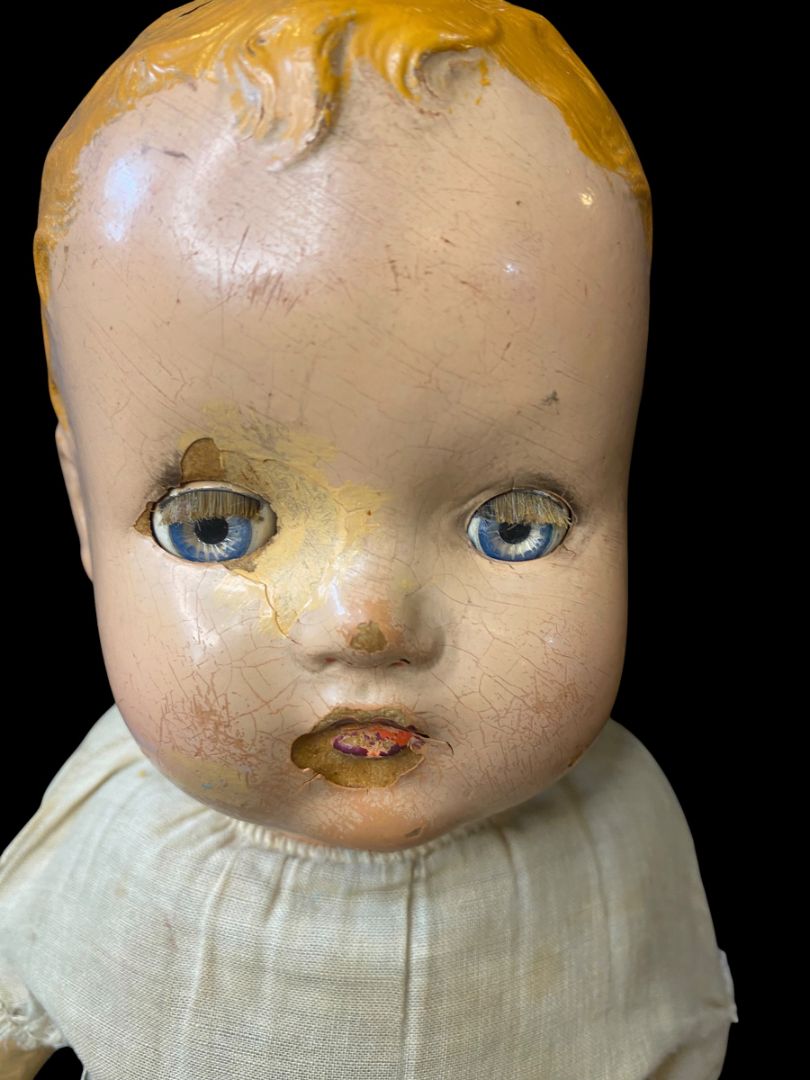 1930s Horsman Composition Baby Doll Sleep Wake Eyes 19" Cloth Body