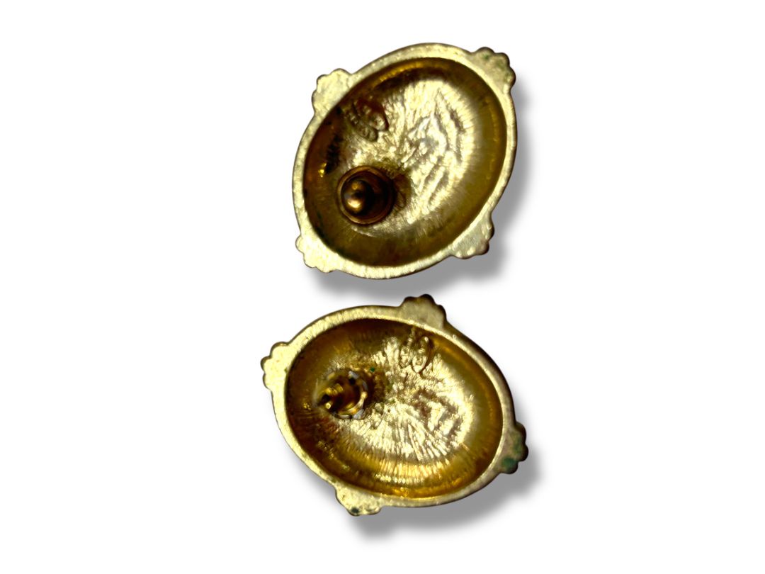 1980s 2 Pair Pierced Earrings Goldtone Purple Abstract