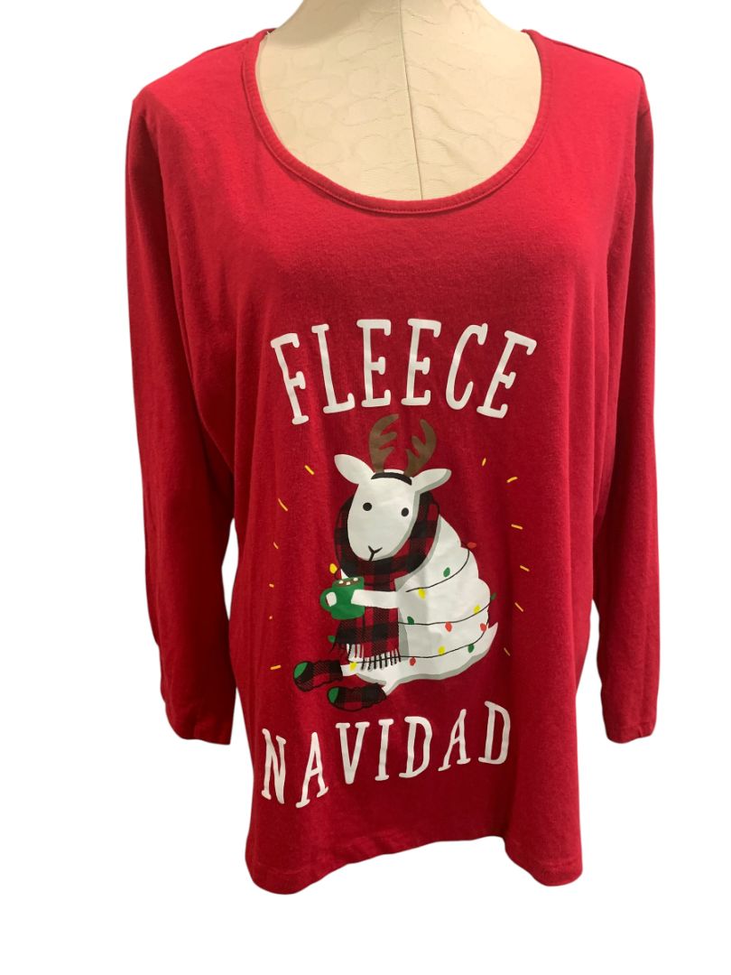 Size 2X Family PJs Womens Fleece Navidad Christmas Sleep Shirt Red