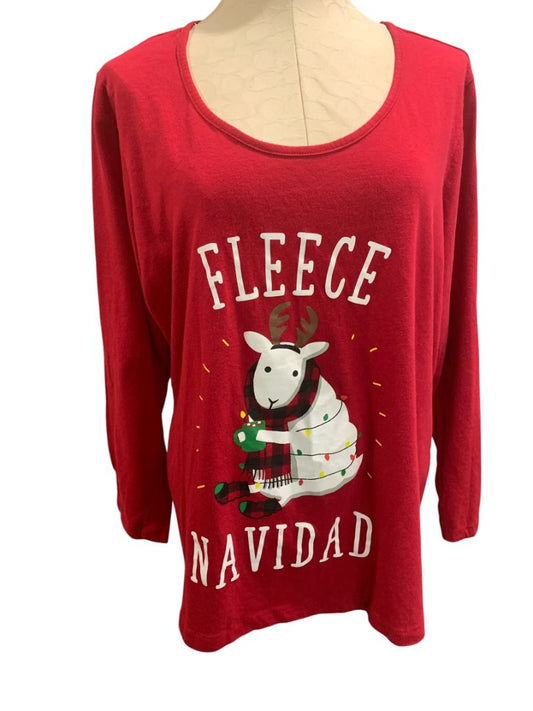Size 2X Family PJs Womens Fleece Navidad Christmas Sleep Shirt Red