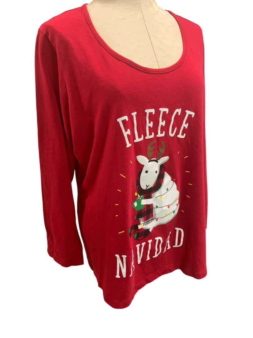 Size 2X Family PJs Womens Fleece Navidad Christmas Sleep Shirt Red
