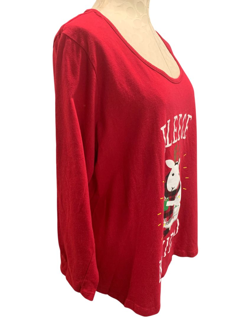 Size 2X Family PJs Womens Fleece Navidad Christmas Sleep Shirt Red