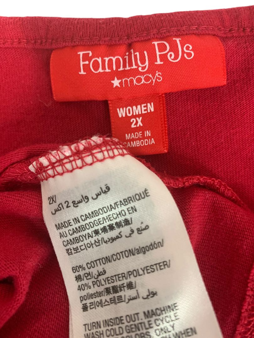 Size 2X Family PJs Womens Fleece Navidad Christmas Sleep Shirt Red