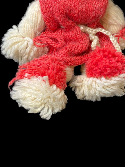 Vintage Handmade Yarn Kitsch Doll Red Dress Blonde 13"