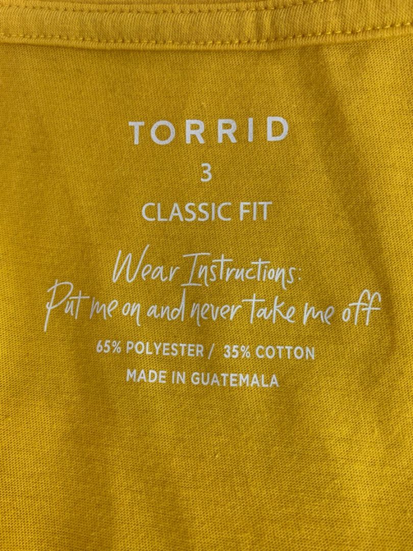 Size 3X Torrid Womens Yellow Gold Classic Fit V-Neck Tshirt