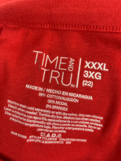 Size 3X Time and Tru Womens Plus Size Red Tank Top Sleeveless Tshirt