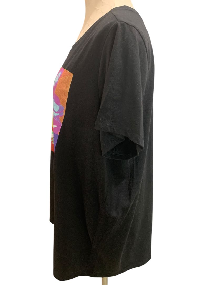 Size 3X Selena Merchandise Womens Black Tshirt Color Block Graphic