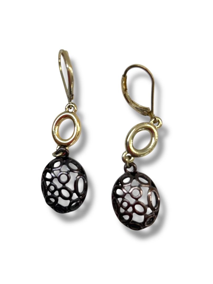 2 Pair Pierced Drop Earrings Chandelier Filigree Boho Style