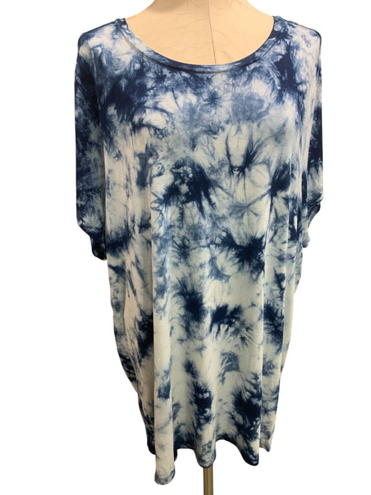 Size 3X Torrid Super Soft Womens Tshirt Tie Dye Blue White Short Sleeve