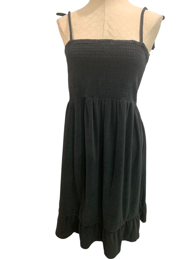 24W/26W Xhilaration Terrycloth Black Sundress Coverup Smocked Plus Size