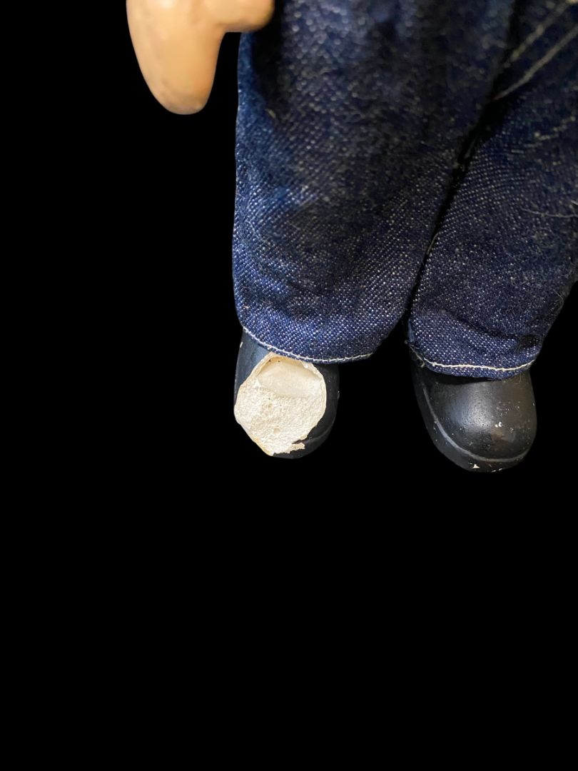 1940s Casey Jones  Advertising Chicago Railroad Doll Denim 12" Articulated Arms