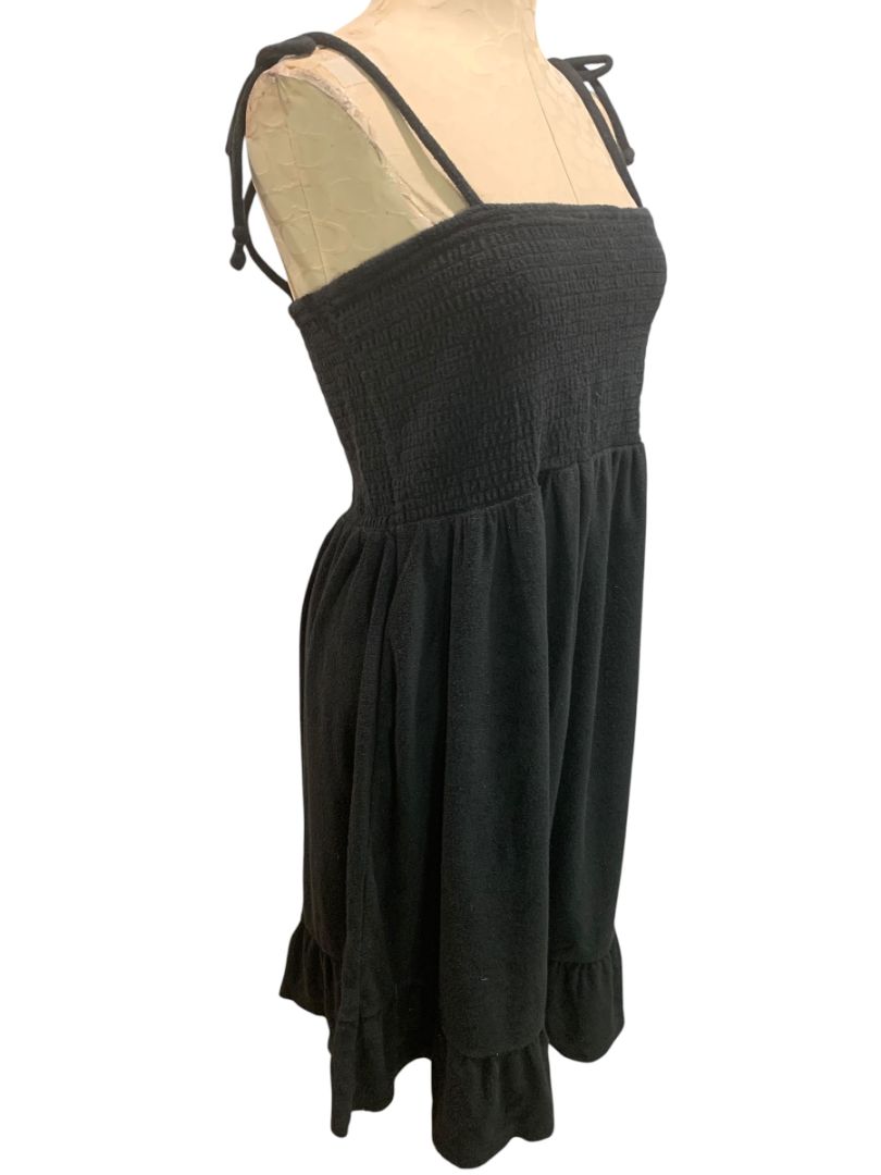 24W/26W Xhilaration Terrycloth Black Sundress Coverup Smocked Plus Size