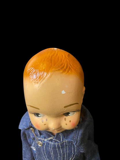 1940s Casey Jones  Advertising Chicago Railroad Doll Denim 12" Articulated Arms
