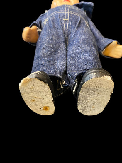 1940s Casey Jones  Advertising Chicago Railroad Doll Denim 12" Articulated Arms