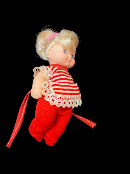 1980s LI'L Baby Doll By CITITOY  Red Clothing 4.5" Articulated Arms Legs