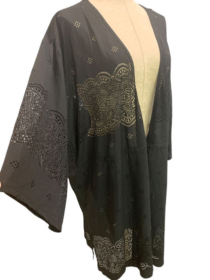 Size 3X Wearabouts Womens Black Pullover Swim Coverup Beach