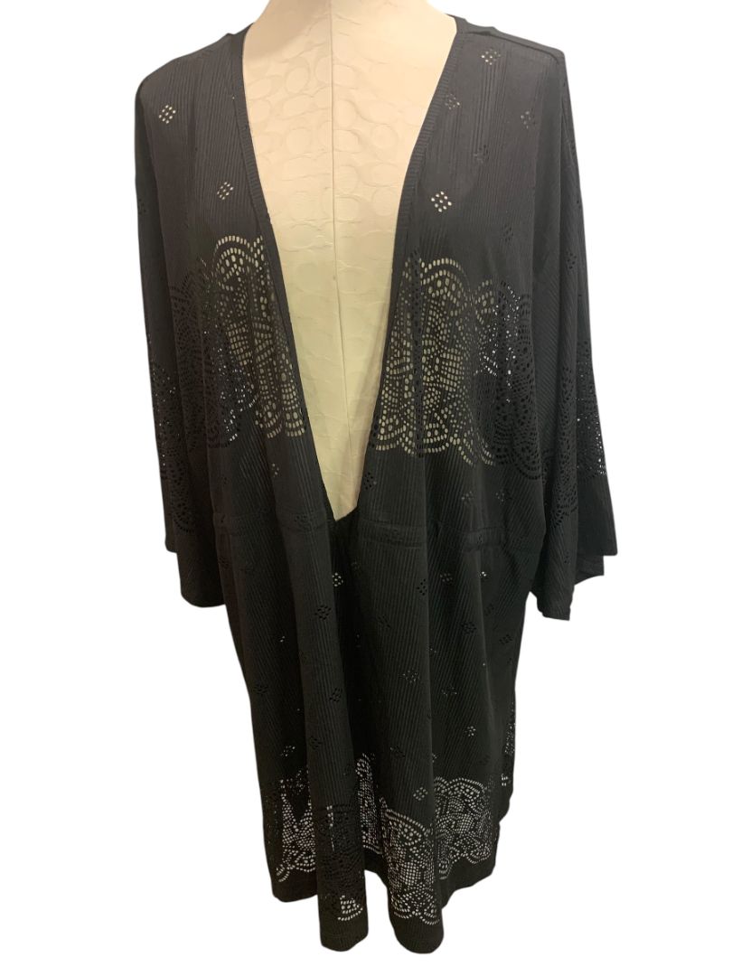 Size 3X Wearabouts Womens Black Pullover Swim Coverup Beach