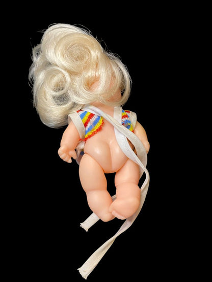 1987 LI'L Baby Doll By CITITOY Striped Shirt 4.5" Articulated Arms Legs