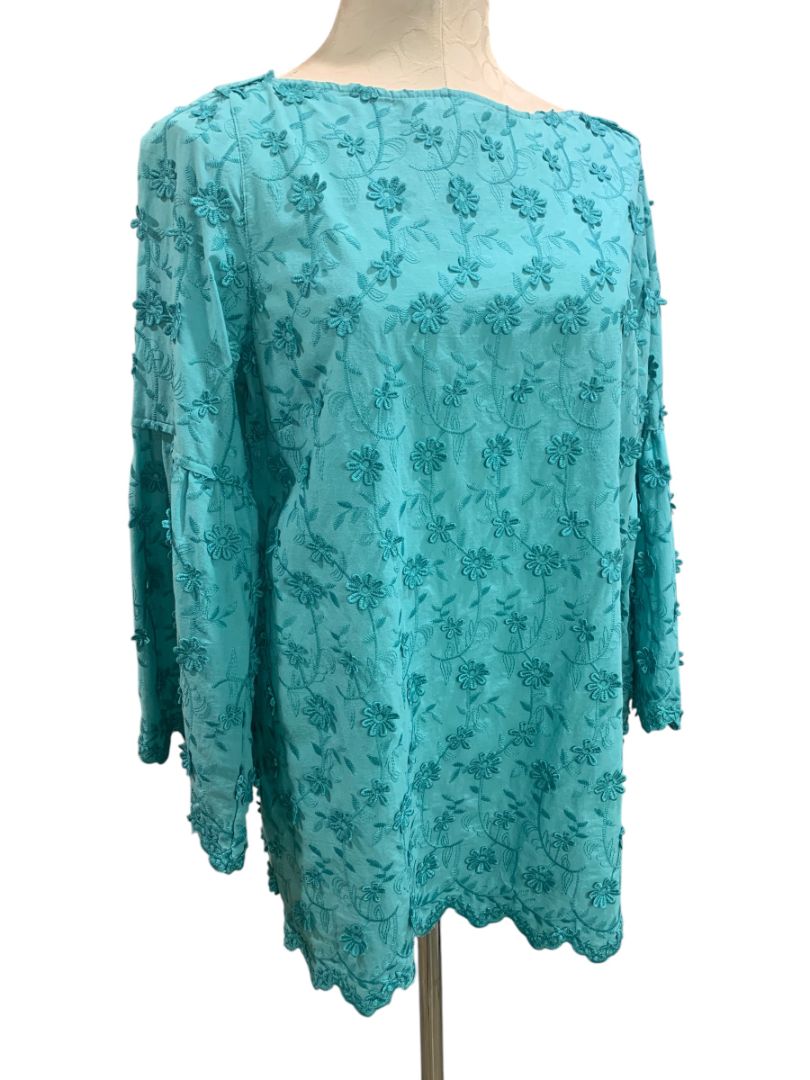 Medium Soft Surrounding Womens Rosalie Daisy Tunic Shirt Blouse Bell Sleeve