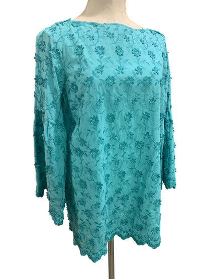 Medium Soft Surrounding Womens Rosalie Daisy Tunic Shirt Blouse Bell Sleeve