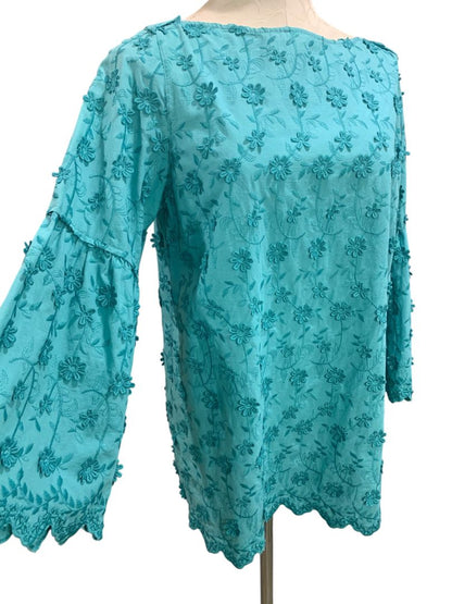 Medium Soft Surrounding Womens Rosalie Daisy Tunic Shirt Blouse Bell Sleeve