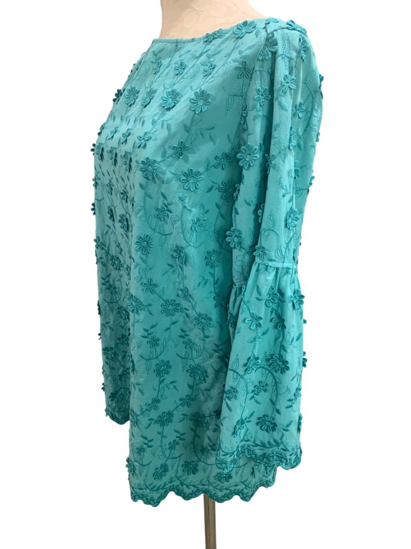 Medium Soft Surrounding Womens Rosalie Daisy Tunic Shirt Blouse Bell Sleeve