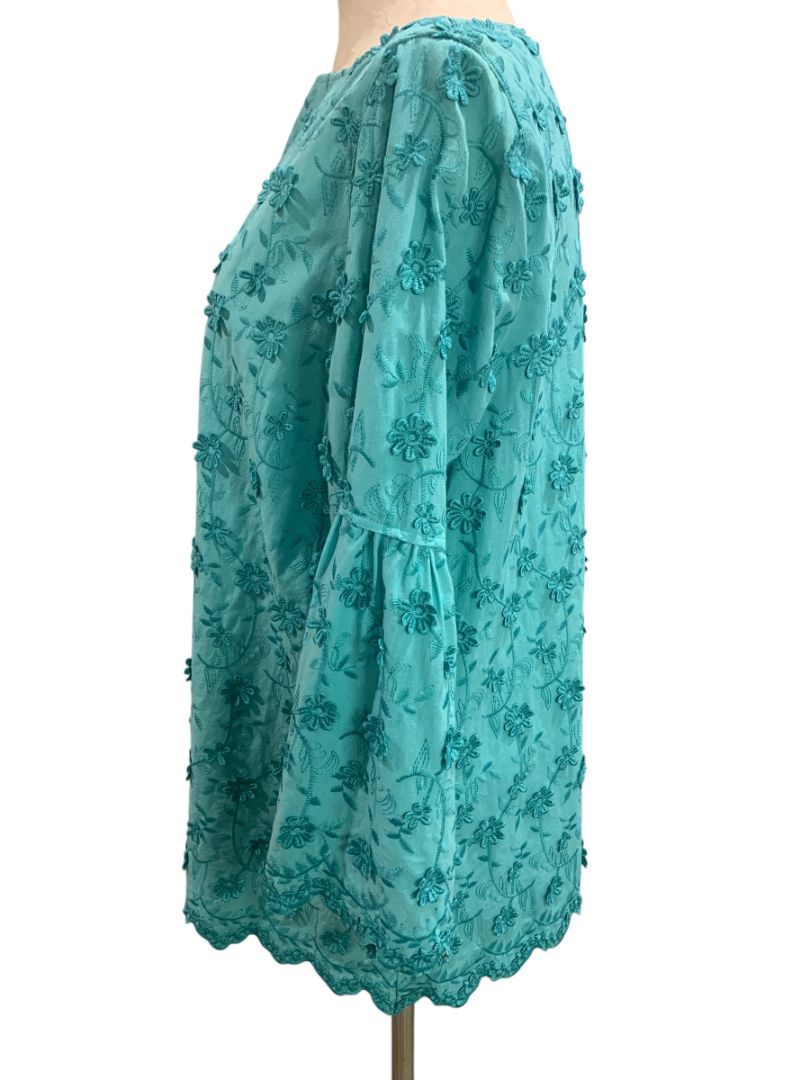 Medium Soft Surrounding Womens Rosalie Daisy Tunic Shirt Blouse Bell Sleeve