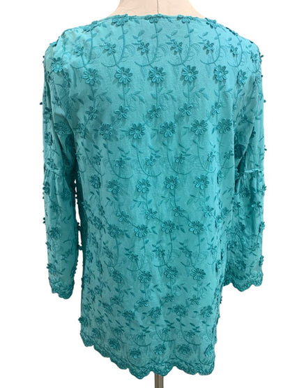 Medium Soft Surrounding Womens Rosalie Daisy Tunic Shirt Blouse Bell Sleeve
