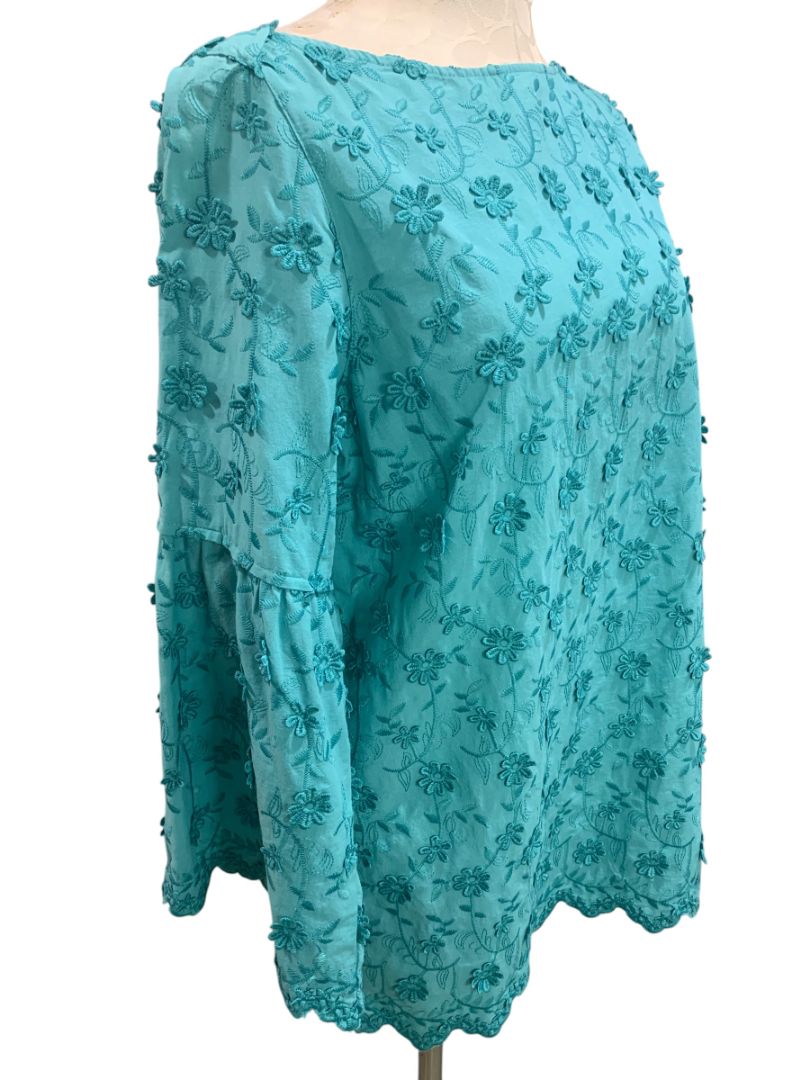 Medium Soft Surrounding Womens Rosalie Daisy Tunic Shirt Blouse Bell Sleeve