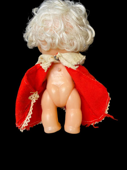 1960s R. Dakin Doll Dream Fun Farm 6.5” Buck Tooth Red Dress Hearts Valentine