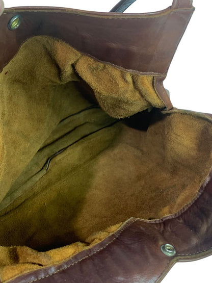 1980s Brown Leather Hobo Shoulder Bag Snap Closure Front Pocket