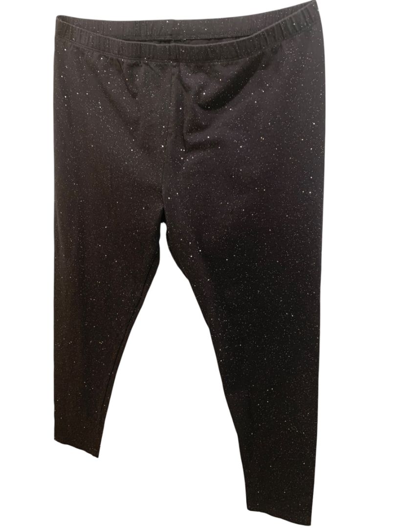 Size 3XL (22.5) Thereabouts Big Kids Black Sparkle Full Length Leggings
