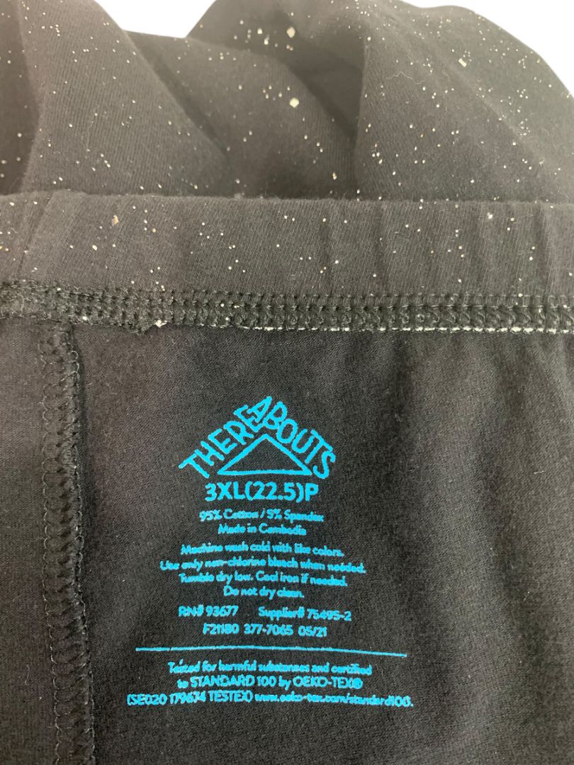 Size 3XL (22.5) Thereabouts Big Kids Black Sparkle Full Length Leggings