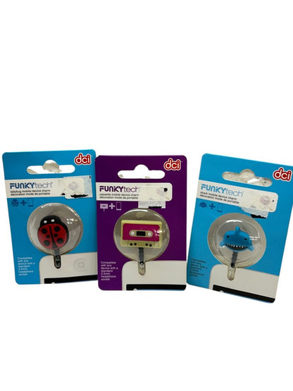 Funkytech Mobile Device Charms Lot of 3 New Shark Ladybug Cassette