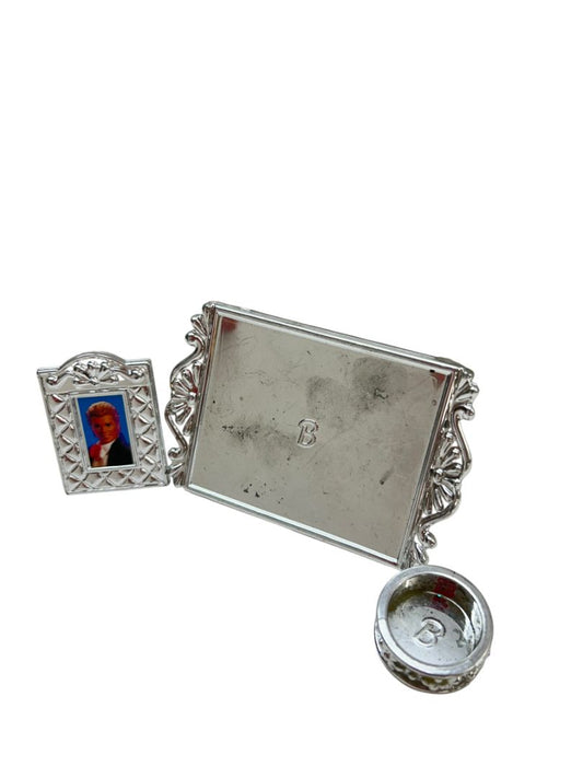 Vintage Barbie Mattel Vanity Set Tray Ken Picture Frame 3 Pieces