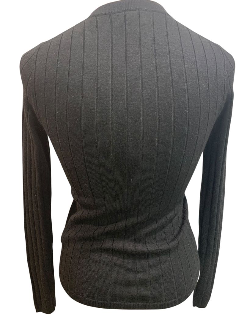 Size XS J.Crew Womens Black Wide Rib Lightweight Sweater with Merino Wool