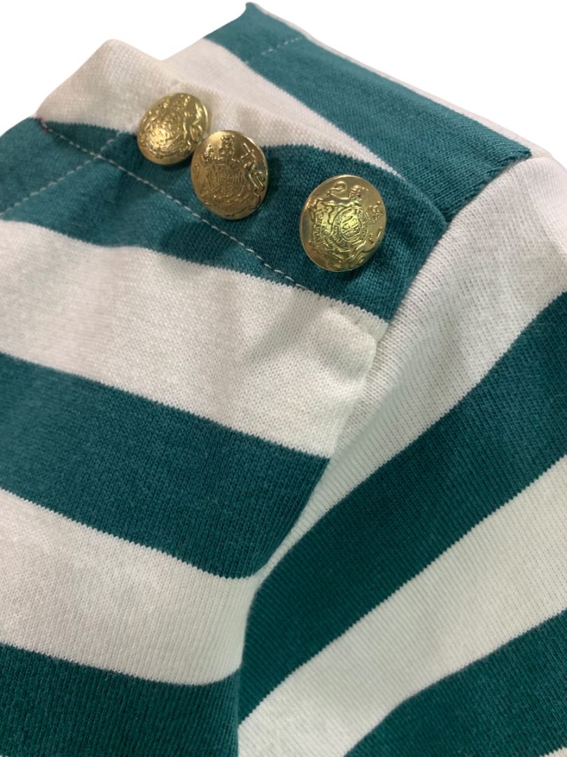 Size XS J.Crew Womens Striped Button Shoulder BoatNeck Tshirt CA964