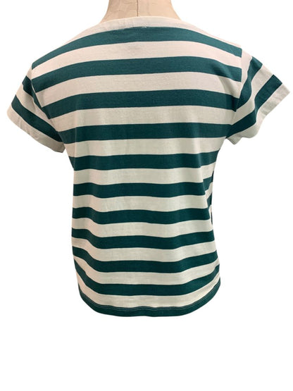 Size XS J.Crew Womens Striped Button Shoulder BoatNeck Tshirt CA964