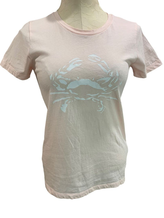 Size XS J.Crew Womens Collector Tee Light Pink Crab Graphic