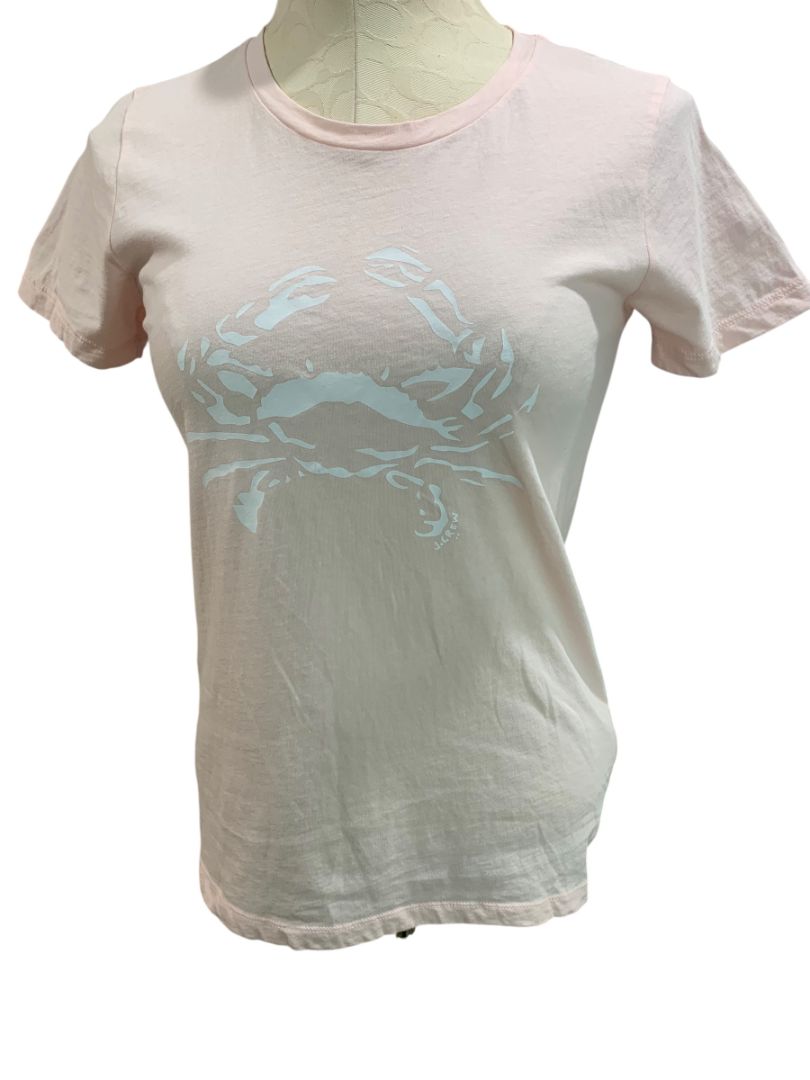 Size XS J.Crew Womens Collector Tee Light Pink Crab Graphic