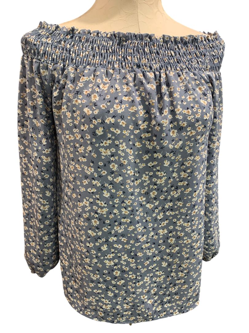 Size XS Pleione Womens Off Shoulder Floral Blouse Boho Loose Fit