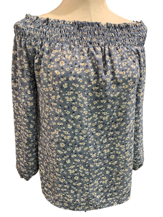 Size XS Pleione Womens Off Shoulder Floral Blouse Boho Loose Fit